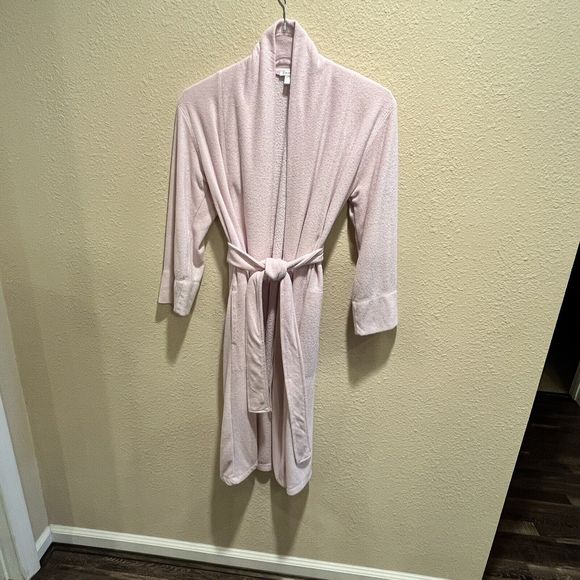 NATORI Light Pink Blush Terrycloth Robe Size Small Inside Tie Pockets Preowned - Picture 1 of 8
